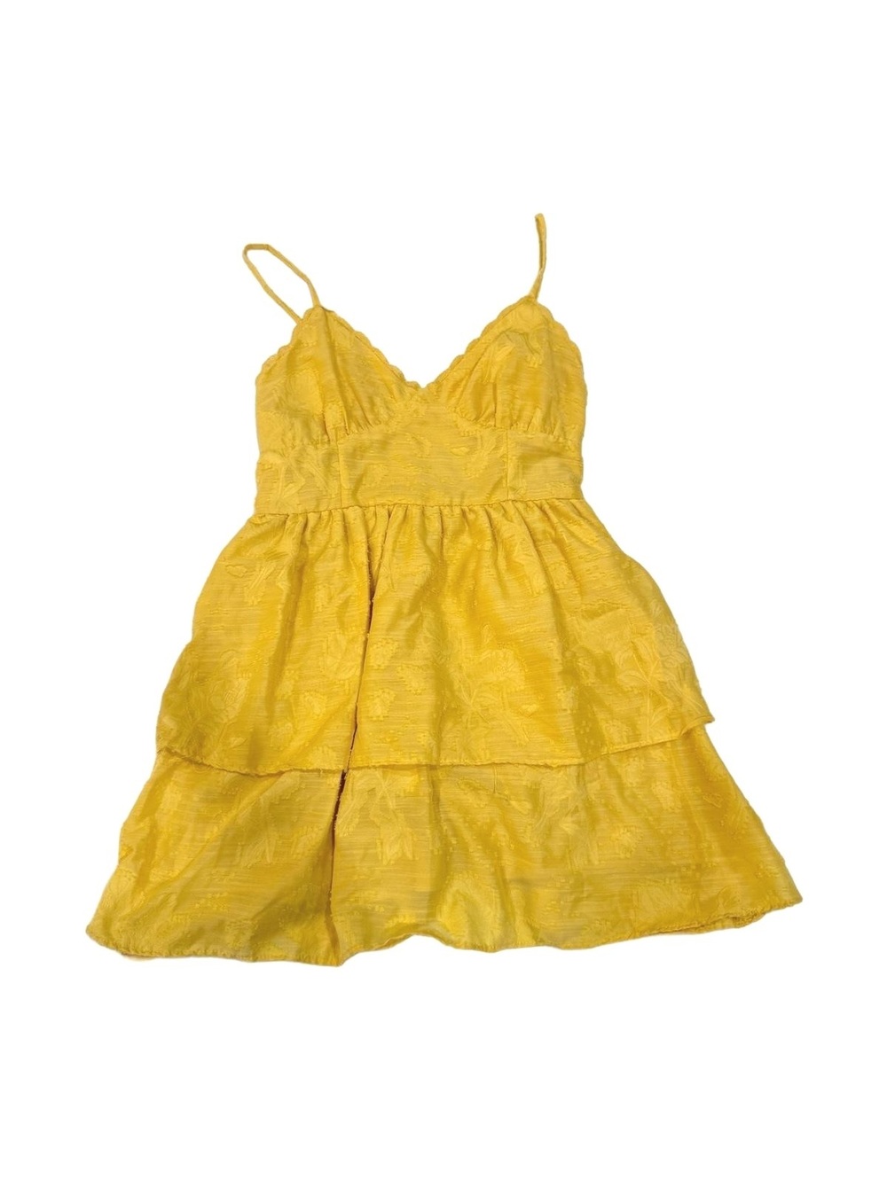 Wild Fable Yellow Floral Jacquard Tiered Mini Sundress Small - Picture 1 of 9
